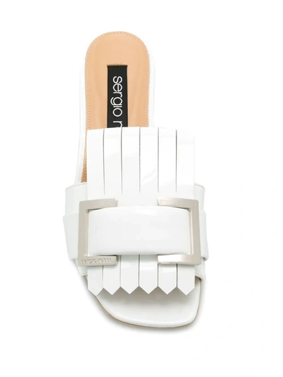 Shop Sergio Rossi Pleated Leather Sandals In White