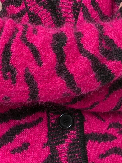 SAINT LAURENT ZEBRA JACQUARD CARDIGAN - 粉色