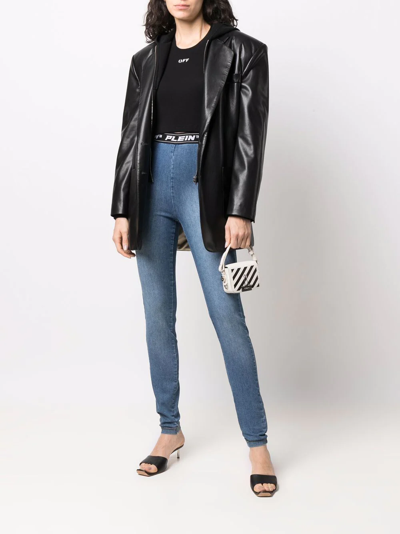 Philipp Plein Logo-waistband Leggings In Blau