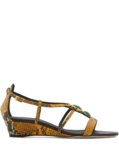 Shop Giuseppe Zanotti Adelaide Python-print Sandals In Multicolour