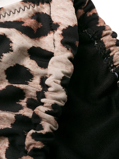 Shop Ganni Leopard Print Triangle Bikini Top In Neutrals
