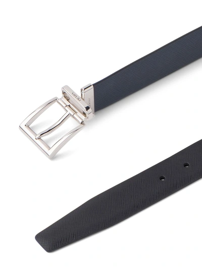 Prada Saffiano Leather Reversible Belt In Black