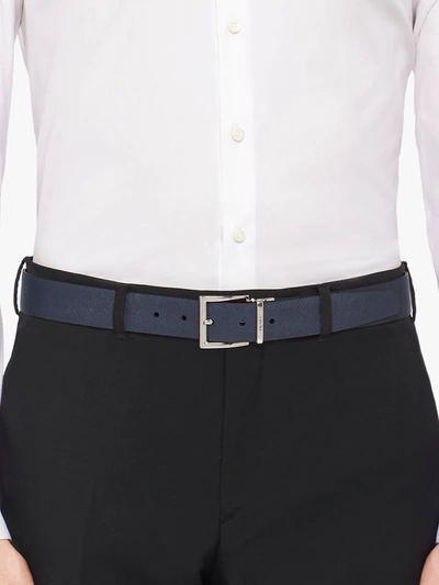 Prada Saffiano Leather Reversible Belt In Black