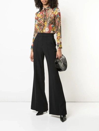 Alice And Olivia Athena Flared Wide Leg Trousers In Black