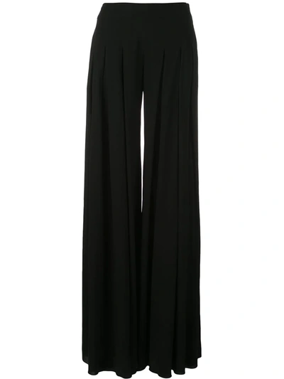 Shop Oscar De La Renta Pleated Flared Trousers In Black