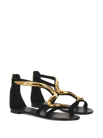 Shop Giuseppe Zanotti Venere Flat Sandals In Black