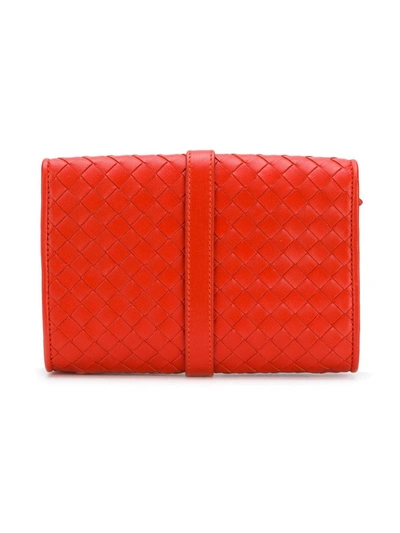 Pre-owned Bottega Veneta Vintage 2017 Intrecciato Weave Wallet In Red