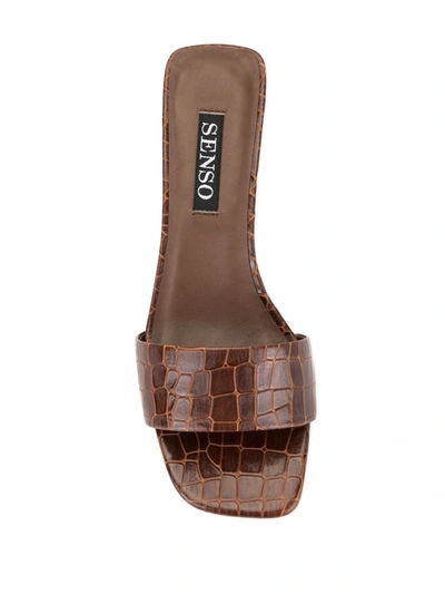 Senso Maisy I Croc-embossed Slide Sandals In Brown