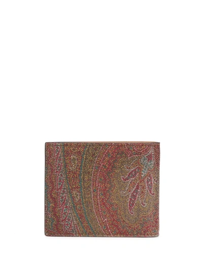 Etro Paisley Print Wallet In Brown