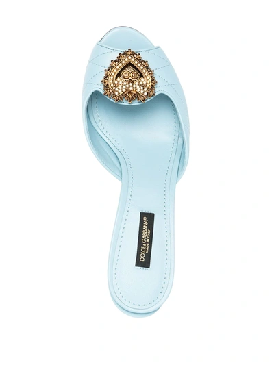 Shop Dolce & Gabbana Lori Devotion Quilted Bejewelled Mules In Blue