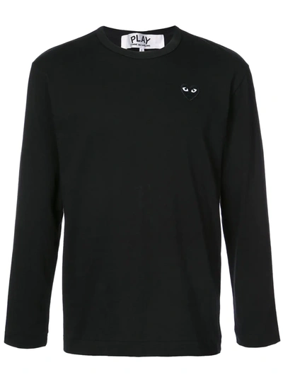 Shop Comme Des Garçons Play Long-sleeve Heart Logo T-shirt In Black