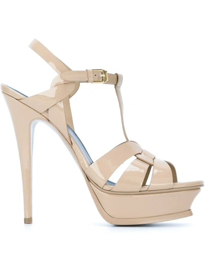 Shop Saint Laurent Tribute 105 Sandals In Neutrals