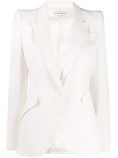 Alexander Mcqueen Single-breasted Peaked Lapels Blazer In White