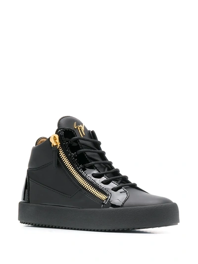 Giuseppe Zanotti Navy Velvet Mid-top Veronica Sneakers In Black