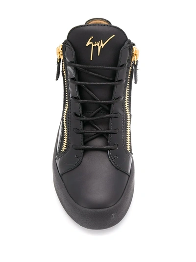 Giuseppe Zanotti Navy Velvet Mid-top Veronica Sneakers In Black
