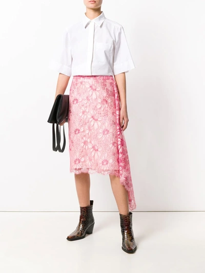 Shop Calvin Klein 205w39nyc Lace Asymmetric Skirt In Pink