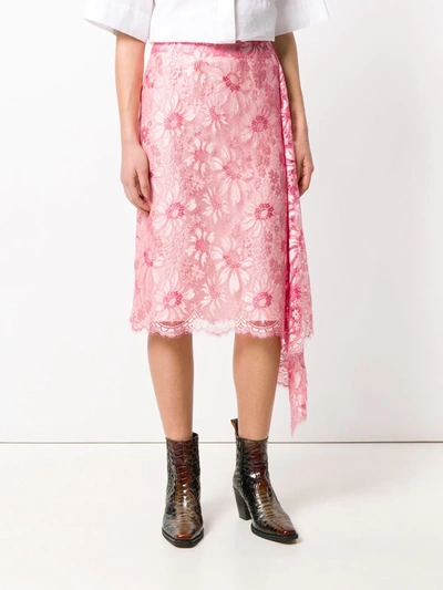 Shop Calvin Klein 205w39nyc Lace Asymmetric Skirt In Pink