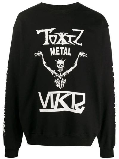 Shop Ktz Cotton Skeleton Print Sweatshirt In Black
