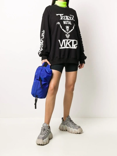 Shop Ktz Cotton Skeleton Print Sweatshirt In Black