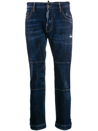 Shop Dsquared2 Panelled Cropped Jeans In Blue
