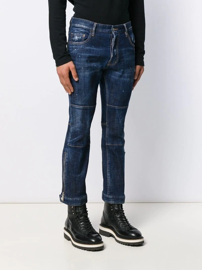 DSQUARED2 PANELLED CROPPED DENIM JEANS - 蓝色
