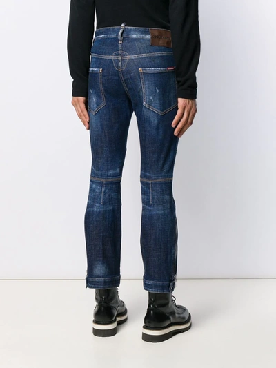 DSQUARED2 PANELLED CROPPED DENIM JEANS - 蓝色