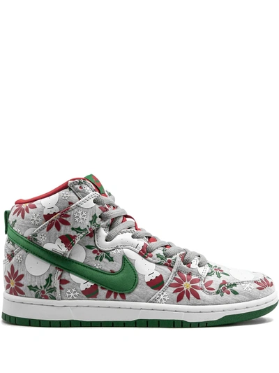 Shop Nike X Concepts Sb Dunk High Prm "ugly Christmas Sweater" Sneakers In Grey
