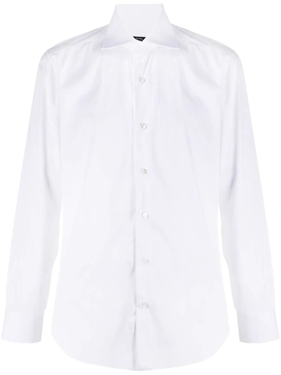 Shop Barba Poplin Shirt In White