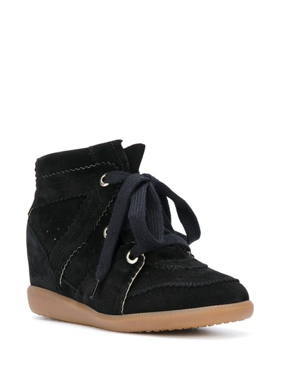 Isabel Marant Bobby Suede Wedge Sneakers In Black
