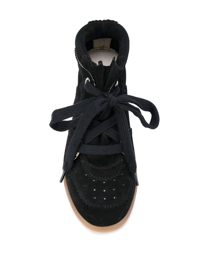 Isabel Marant Bobby Suede Wedge Sneakers In Black