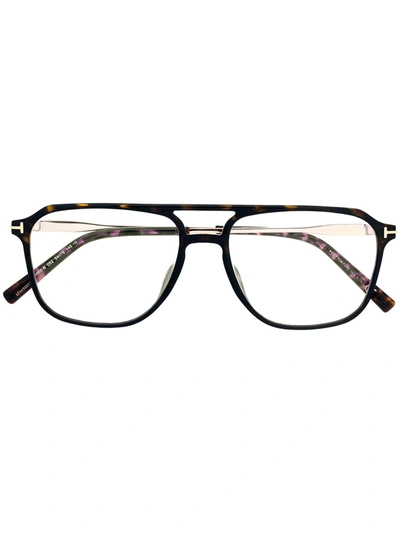 Shop Tom Ford Tortoiseshell Pilot-frame Glasses In Brown