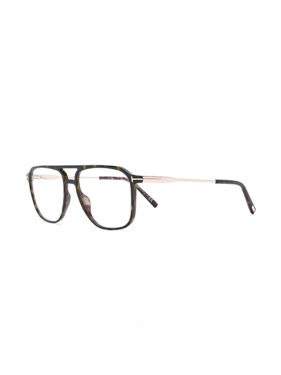 Shop Tom Ford Tortoiseshell Pilot-frame Glasses In Brown