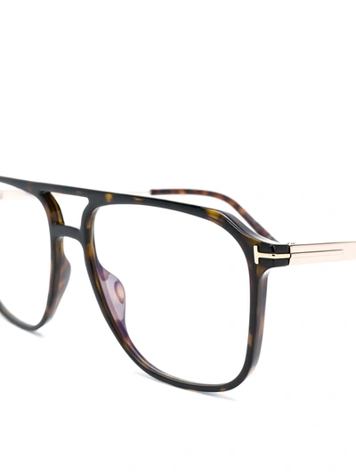 Shop Tom Ford Tortoiseshell Pilot-frame Glasses In Brown