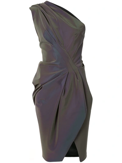Shop Maticevski Iridescent Draped Dress In Purple