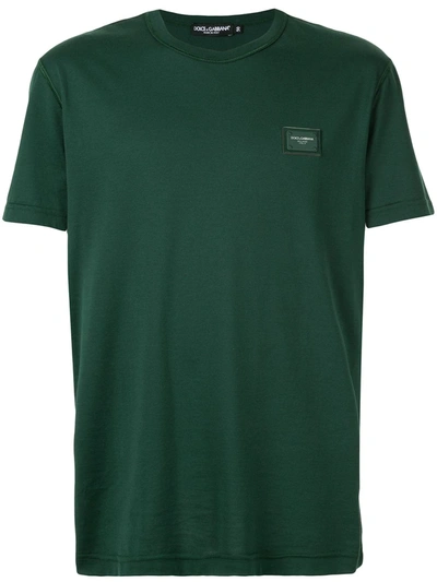 Shop Dolce & Gabbana Logo-appliqué Cotton T-shirt In Green