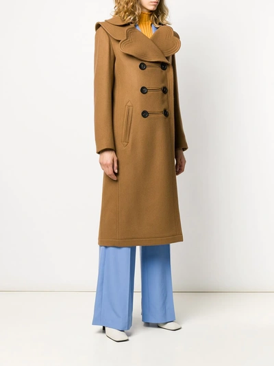 Shop Lanvin Heart-lapel Double-breasted Coat In Brown