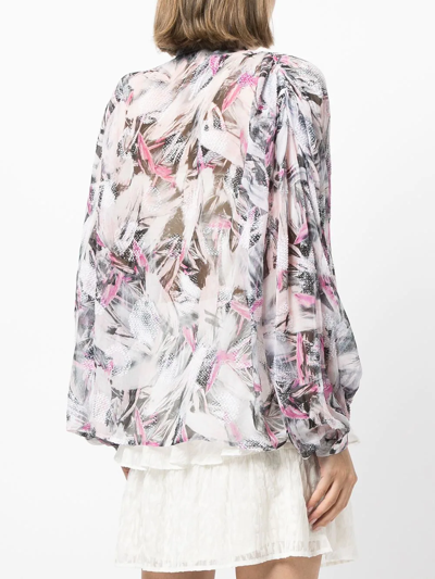 Shop Iro Abstract-print Semi-sheer Blouse In Violett