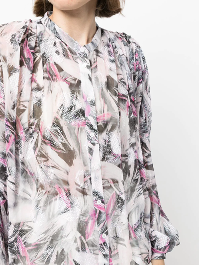 Shop Iro Abstract-print Semi-sheer Blouse In Violett