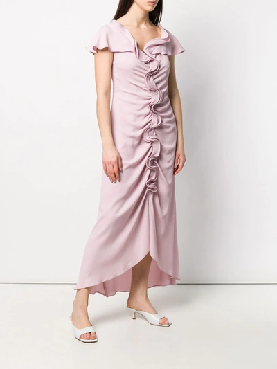 Sies Marjan Portia Ruffled Ruched Crepe Marocain Midi Dress In Pink