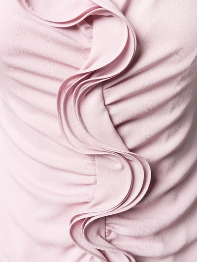 Sies Marjan Portia Ruffled Ruched Crepe Marocain Midi Dress In Pink