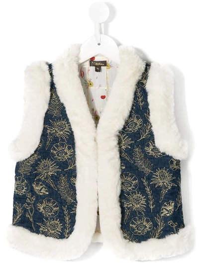 Shop Velveteen Robyn Embroidered Gilet In Blue