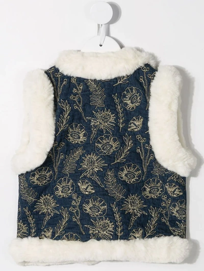 Shop Velveteen Robyn Embroidered Gilet In Blue