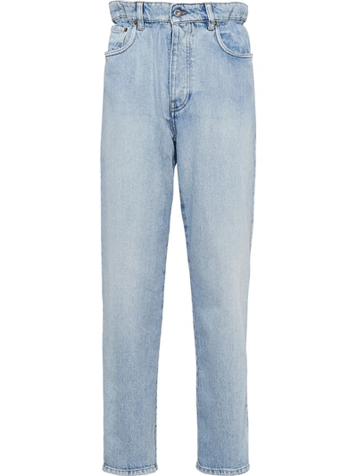 Shop Miu Miu High-waisted Straight-leg Jeans In Blue