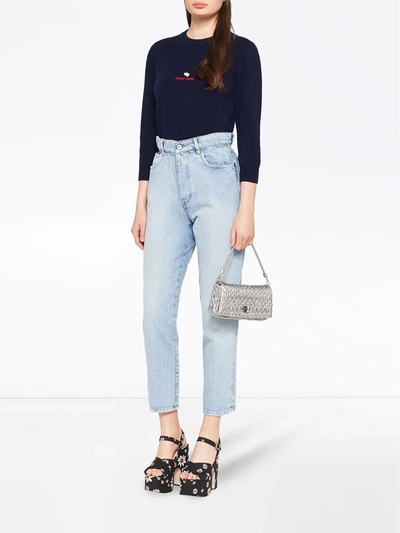 Miu Miu Light Blue Jeans With Ruffled Waist In Blue