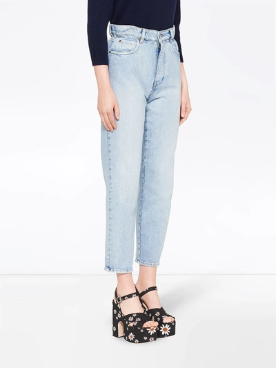 Shop Miu Miu High-waisted Straight-leg Jeans In Blue