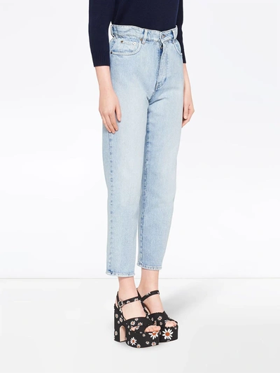 Miu Miu Light Blue Jeans With Ruffled Waist In Blue