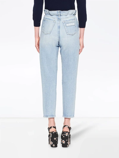 Miu Miu Light Blue Jeans With Ruffled Waist In Blue