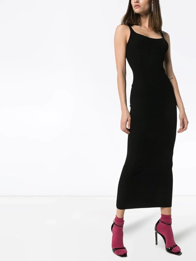 Shop Rabanne Ribbed-knit Maxi Dress In Black