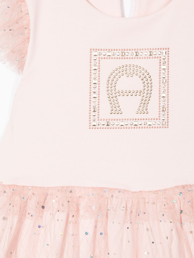 Shop Aigner Logo Tulle Dress In Pink