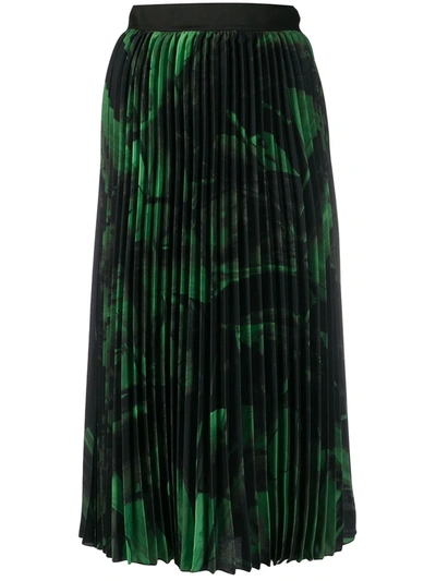 Shop Off-white Brushstroke Plissé Skirt In Green